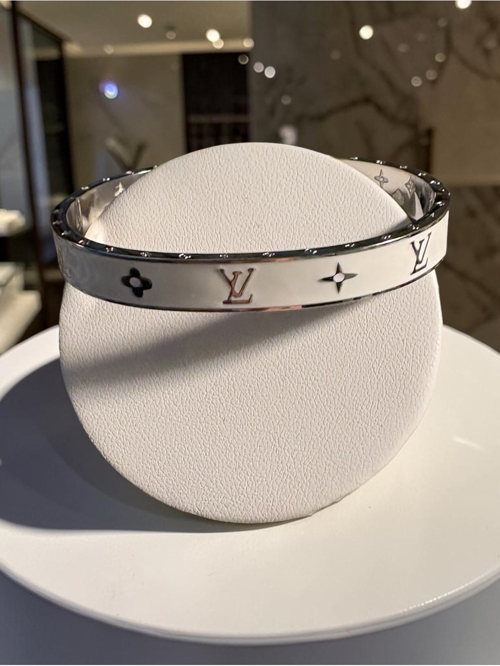 New Stainless Steel White-Sliver Tone Enamel Bangle